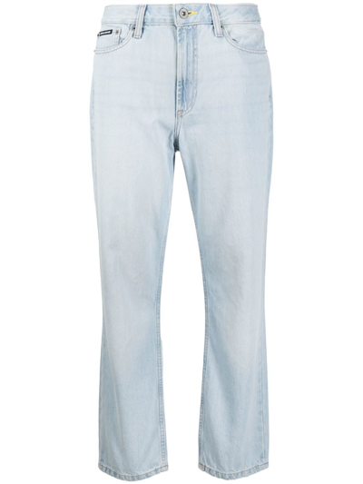 Shop Dkny Cropped Straight-leg Jeans In Blue