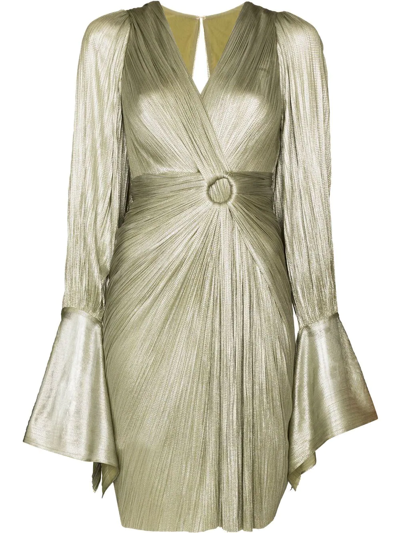 Shop Maria Lucia Hohan Gathered-waist Mini Dress In Metallic