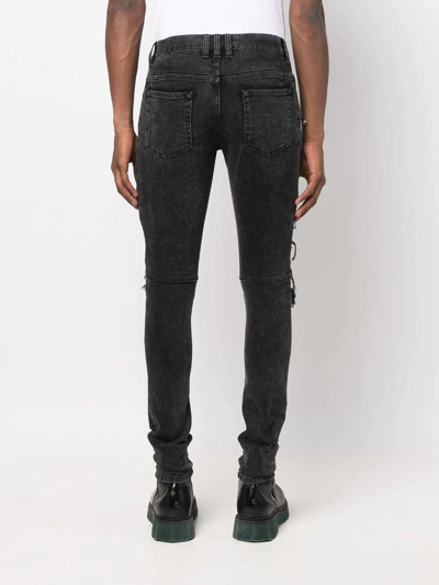 Shop Balmain Raw-cut Skinny Jeans In Black