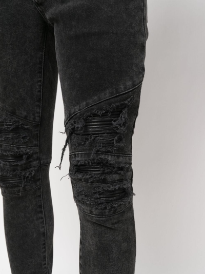 Shop Balmain Raw-cut Skinny Jeans In Black