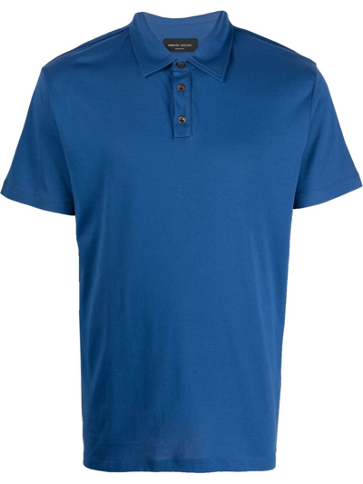 Shop Roberto Collina Short-sleeve Cotton Polo Shirt In Blau