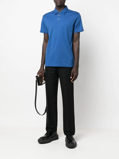Roberto Collina Short-sleeve Cotton Polo Shirt In Blau