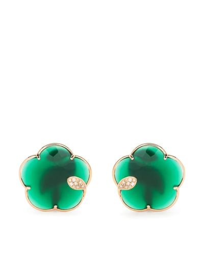 Shop Pasquale Bruni 18kt Rose Gold Ton Joli Green Agate And Diamond Earrings In Pink