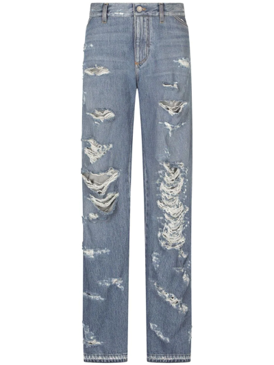 Shop Dolce & Gabbana Distressed Flared Jeans In Blue