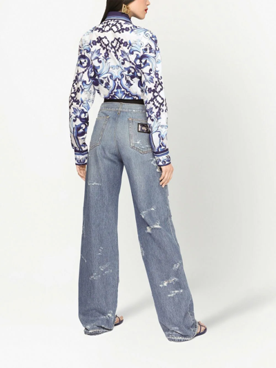 Shop Dolce & Gabbana Distressed Flared Jeans In Blue