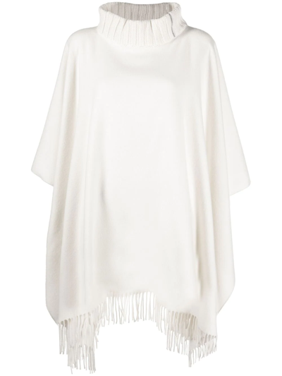 Shop Fabiana Filippi Roll-neck Knitted Poncho In White