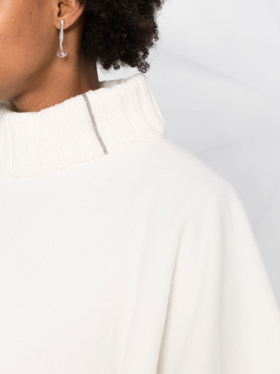 Fabiana Filippi Fringed High-neck Poncho In White