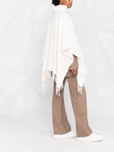 Fabiana Filippi Fringed High-neck Poncho In White