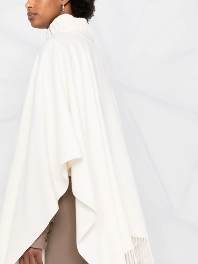 Fabiana Filippi Fringed High-neck Poncho In White