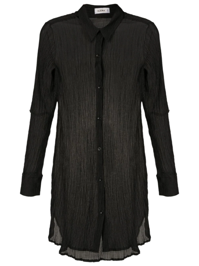 Shop Amir Slama Crinkle-finish Shirt Dress In Black