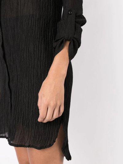 Shop Amir Slama Crinkle-finish Shirt Dress In Black