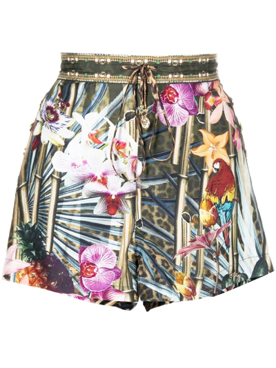 Shop Camilla Floral-print Utility Shorts In Multicolour