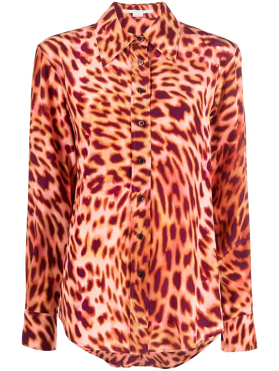 Shop Stella Mccartney Leopard-print Silk Shirt In Rosa