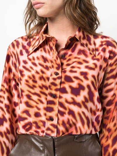 Shop Stella Mccartney Leopard-print Silk Shirt In Rosa