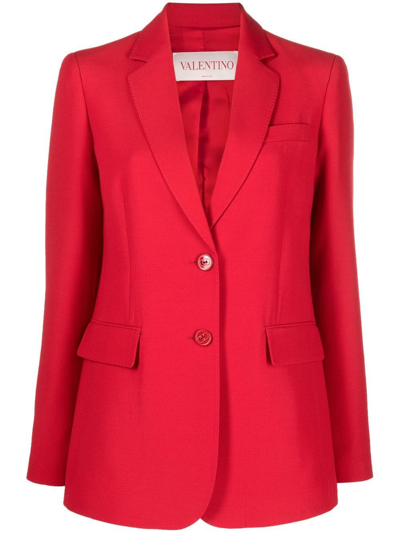 Shop Valentino Tailored Single-breasted Blazer In Red