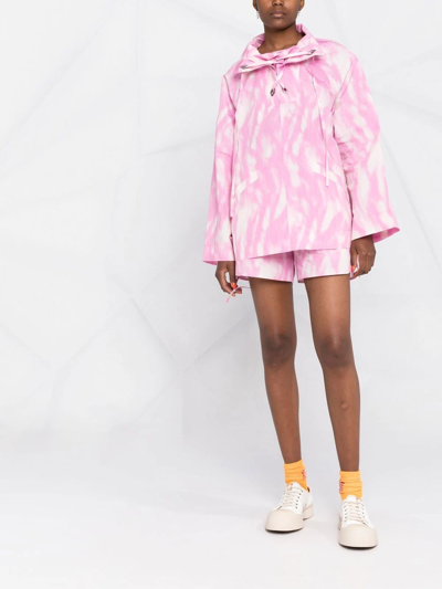 Shop Ganni Oversized Tech Pullover Jacket In Pink