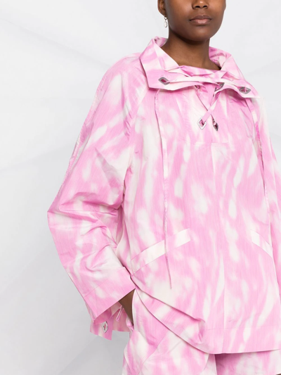 Shop Ganni Oversized Tech Pullover Jacket In Pink