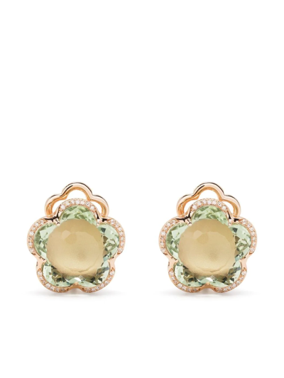 Shop Pasquale Bruni 18kt Rose Gold Bon Ton Diamond And Prasiolite Earrings In Pink