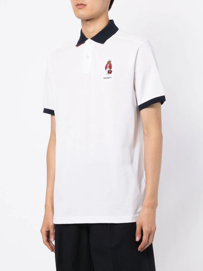 Shop Hackett Harry Embroidered-logo Polo Shirt In Weiss