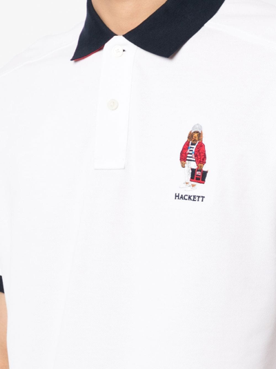 Shop Hackett Harry Embroidered-logo Polo Shirt In Weiss