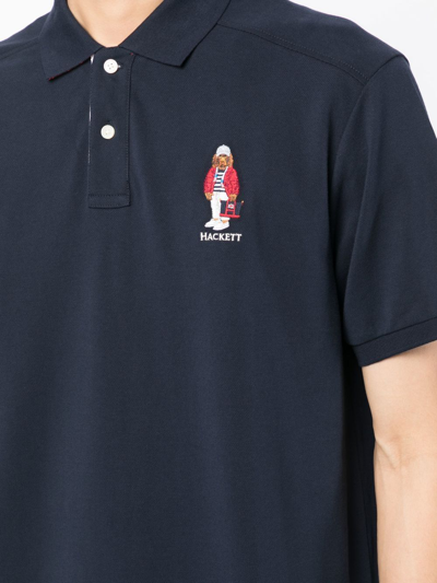 Shop Hackett Embroidered-logo Polo Shirt In Schwarz