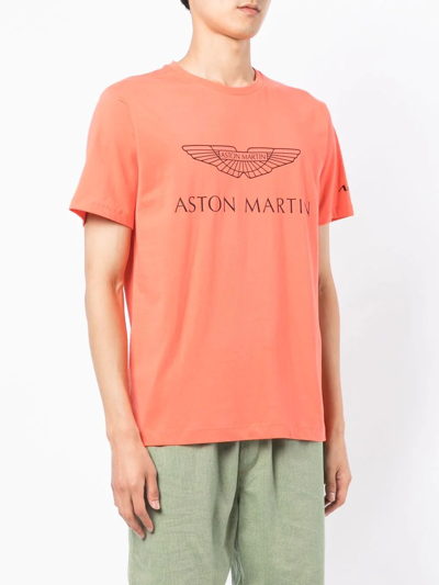 Shop Hackett Amr Logo-print Short-sleeve T-shirt In Rot