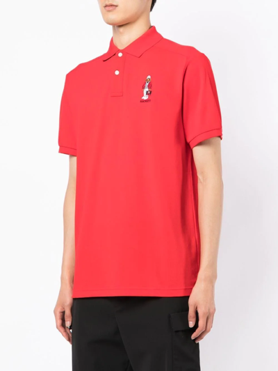 Shop Hackett Embroidered-logo Polo Shirt In Rot