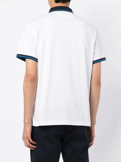 Shop Hackett Contrast-trimmed Polo Shirt In Weiss