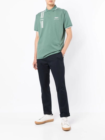 Shop Hackett Stripe-trimmed Polo Shirt In Grün