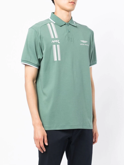 Shop Hackett Stripe-trimmed Polo Shirt In Grün