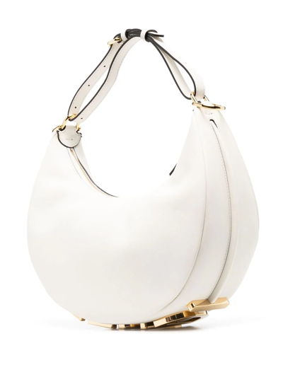 Shop Fendi Graphy Leather Shoulder Bag In White