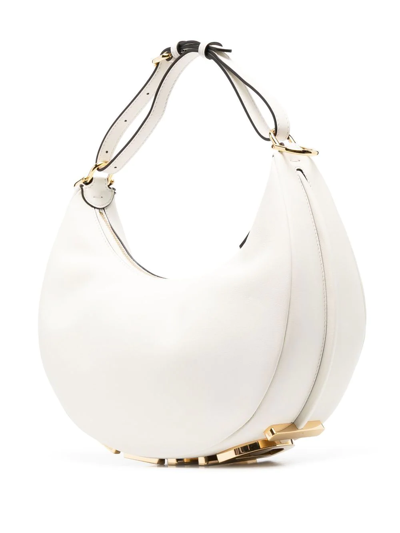 Fendi Graphy Leather Shoulder Bag In White