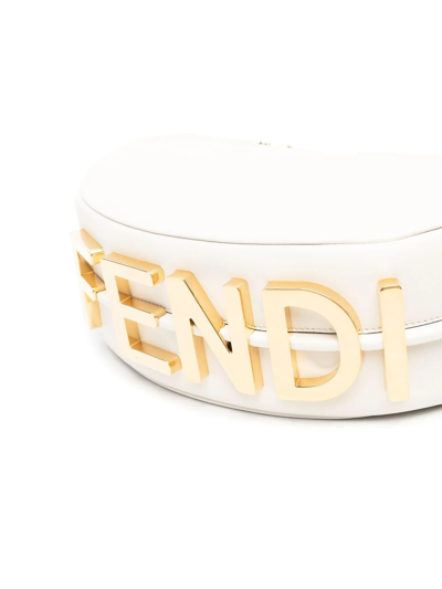 Fendi Graphy Leather Shoulder Bag In White