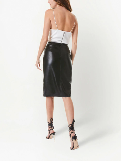 Alice And Olivia Siobhan Vegan Leather Knee-length Wrap Skirt In Black