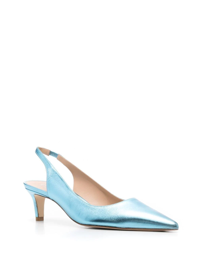 Stuart Weitzman Metallic-effect Pointed Pums In Blau
