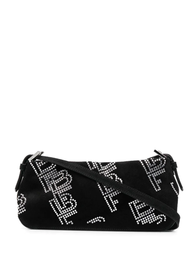 Shop By Far Dulce Crystal-embellished Shoulder Bag In Schwarz