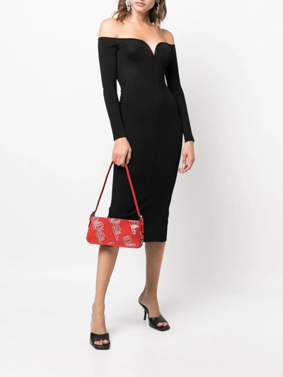 Shop By Far Dulce Crystal-embellished Shoulder Bag In Rot