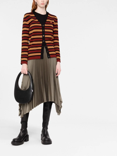 Shop Kenzo Boke Flower Striped Cardigan In Rot