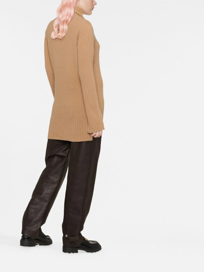 Shop Twinset Ribbed-knit Roll Neck Jumper In Nude