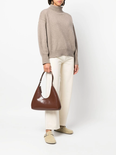 Shop By Far Amber Patent Leather Shoulder Bag In Braun