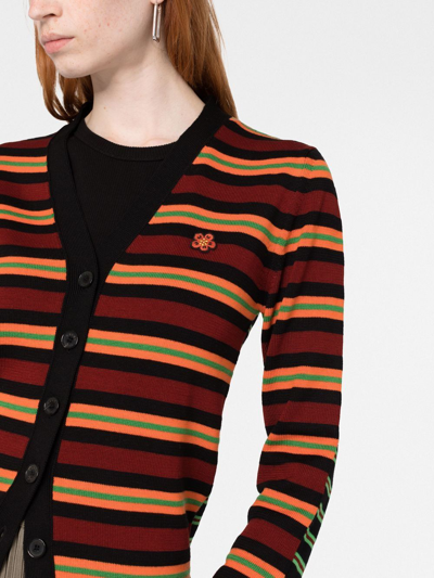 Shop Kenzo Boke Flower Striped Cardigan In Rot