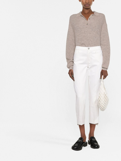 Frame Le High Straight Cropped Jeans In Nude