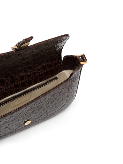 Shop By Far Miranda Embossed Leather Shoulder Bag In Braun