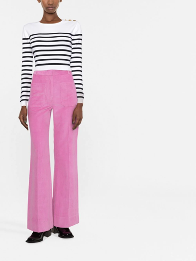 Shop Victoria Beckham Alina Corduroy Wide-leg Trousers In Rosa