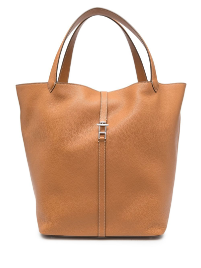 Shop Savette Pebbled Calf-leather Tote Bag In Nude