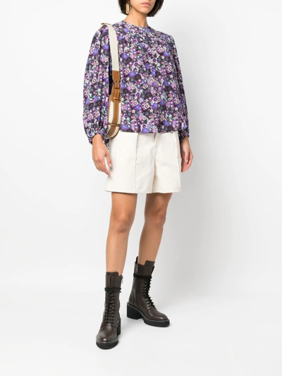 Isabel Marant Woman Brunille Blouse In Purple Floral Silk In Violett