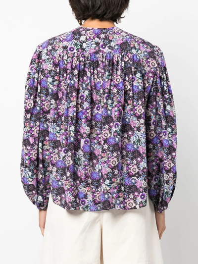 Isabel Marant Woman Brunille Blouse In Purple Floral Silk In Violett