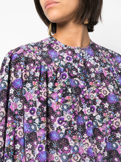 Isabel Marant Woman Brunille Blouse In Purple Floral Silk In Violett