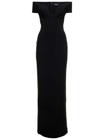 Shop Solace London Marlowe Black Crepe Long Dress Solance London Woman