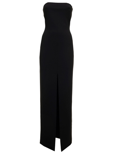 Shop Solace London Bysha Black Crepe Long Dress  Woman
